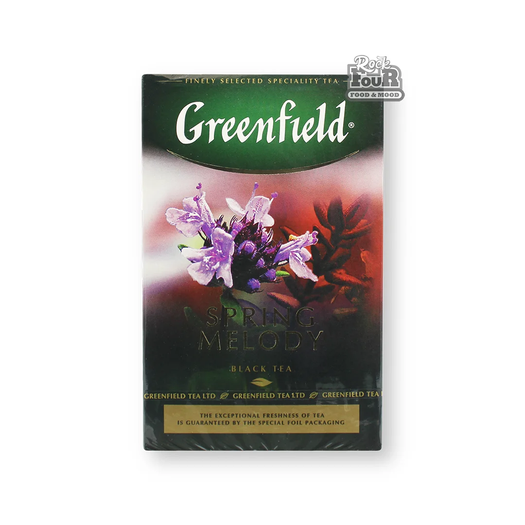 Սև թեյ «Greenfield Spring Melody» բեյխային, մրգերի համով և անուշահոտ խոտաբույսերով 100գ